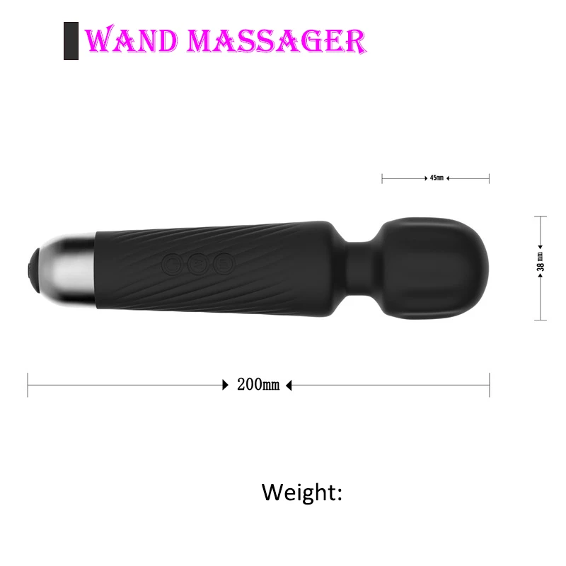 Powerful Personal Wand Massager Rechargeable Vibrator 8 Speeds 20 Patterns Quiet Clit Vibrator Wireless Female Adult Sex Toys