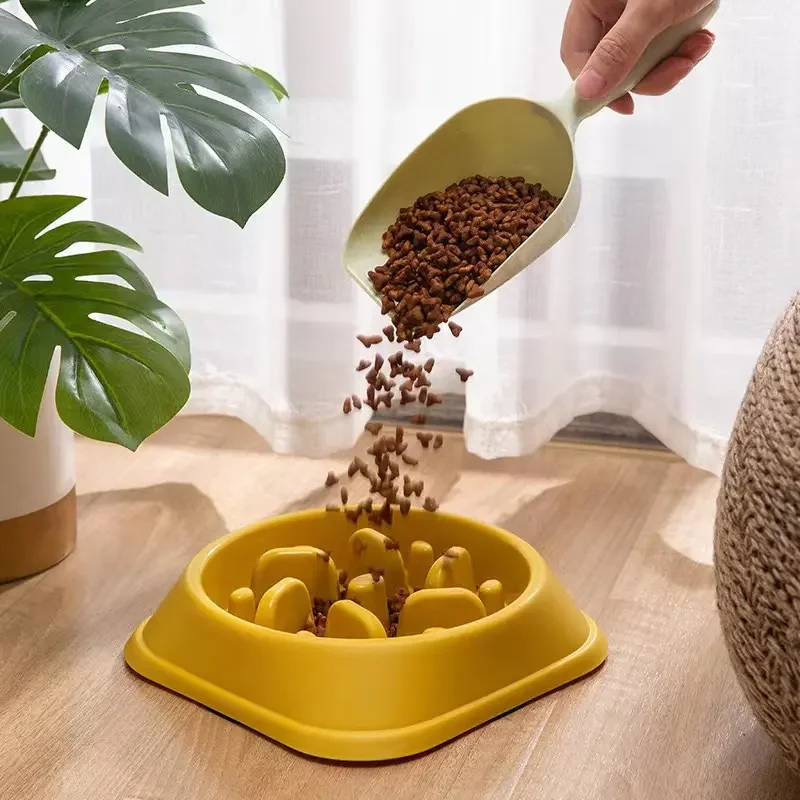 Household Round PP Luxury Pet Slow Feeder Dog Feed Food Bowl Custom Portable Dog  Bowls Slow Feeders