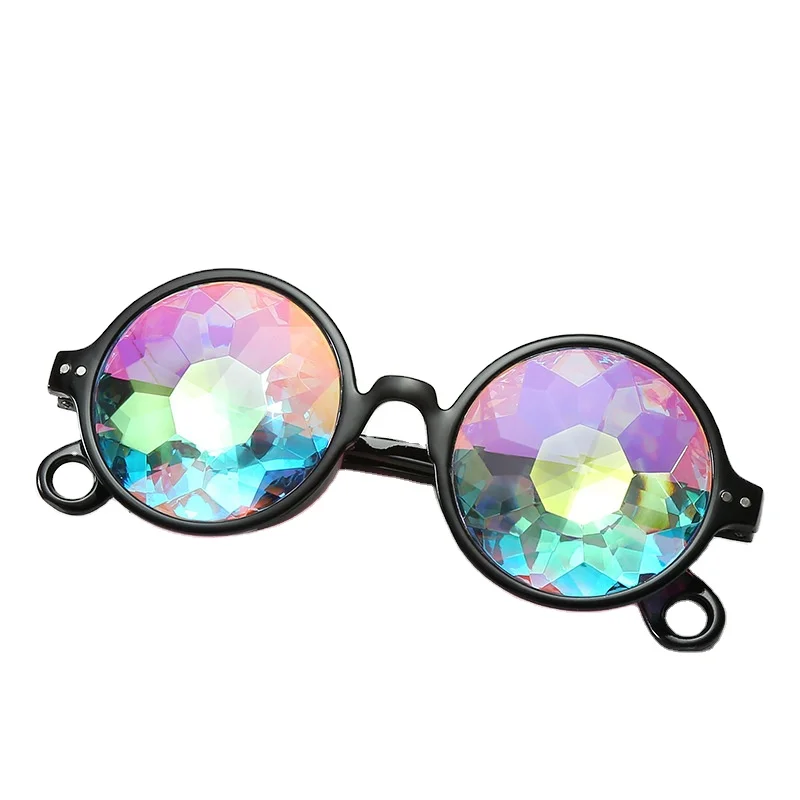 Популярные Модные Разноцветные круглая рамка для вечеринок и ночных шоу Красочные Солнцезащитные очки Калейдоскоп
