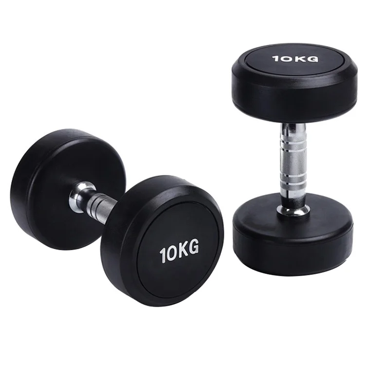 Fitness Free Weights Dumbbells Rubber Coated Dumbbell Round Head Dumbbell Gym Weight Lifting 10kg