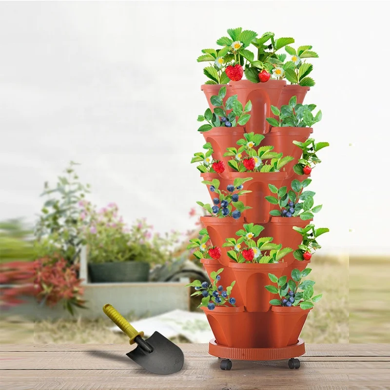 6pcs Stereoscopic Petal Flowerpot Stackable Type Flower Pots Planting Pot with Tray Garden Plants Vegetables Fruits Plastic