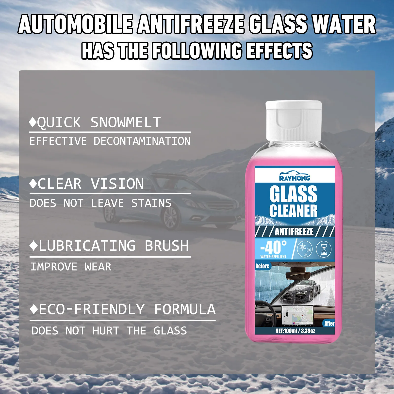Rayhong Eco-friendly Antifreeze Cover Powerful Windshlid Antifreeze Sustainable Clear Car Care Glass Cleaner