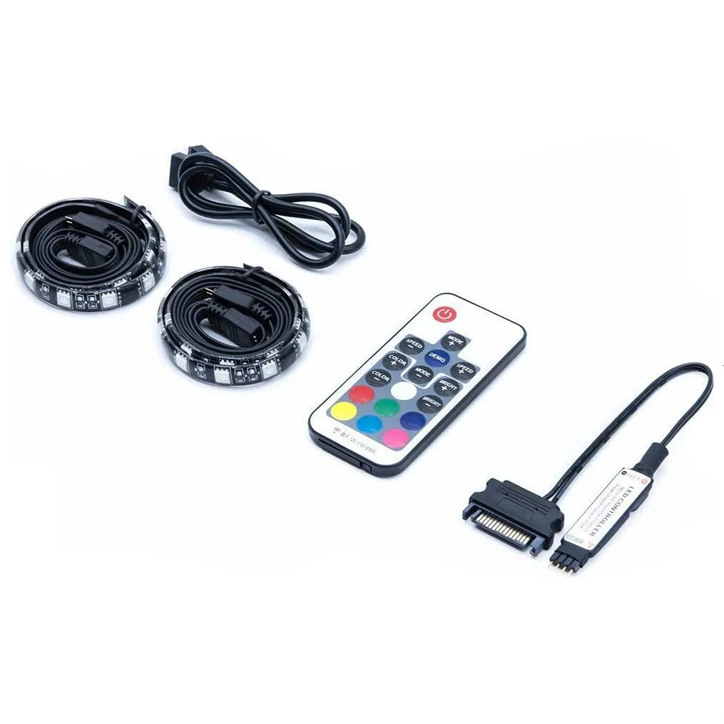 Магнитная полоса RF с дистанционным управлением 17 клавиш 5 В RGB для ПК компьютера SATA интерфейс питания 30 светодиодных лент