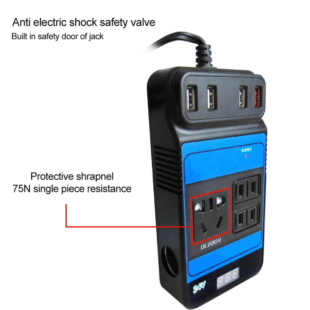 Converter Trip 4 USB DC AC Voltage Modified Convert Adapter Car Accessories DC 12V 24V To DC110V 220V 150W Car Power Inverter