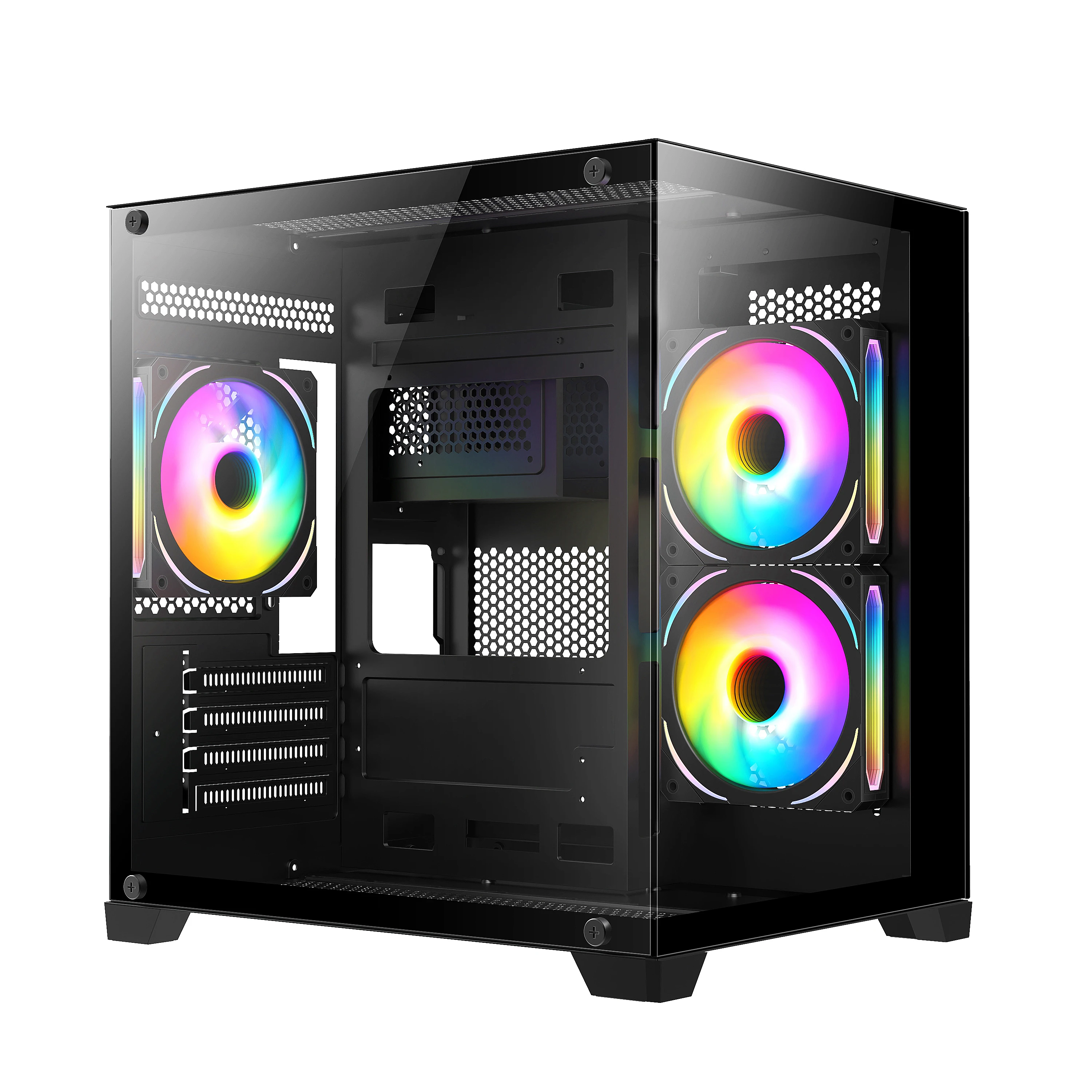 Most popular M-ATX PC Gaming Case OEM full-view Computer Case USB3.0 Transparent Glass PC Cabinet support 240mm water coo