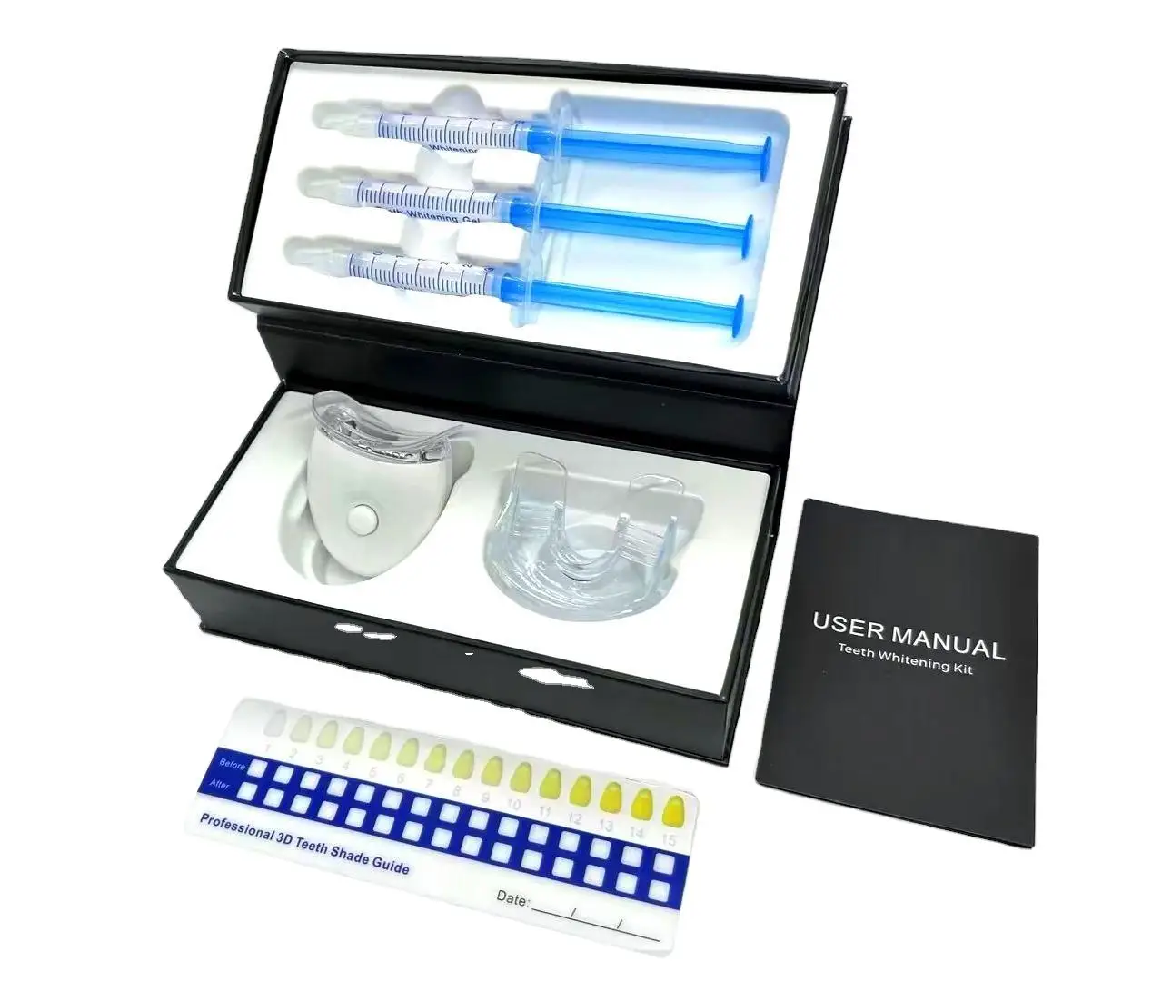 teeth whitening led kit private label non peroxide set teeth whitening kit with led light and gels