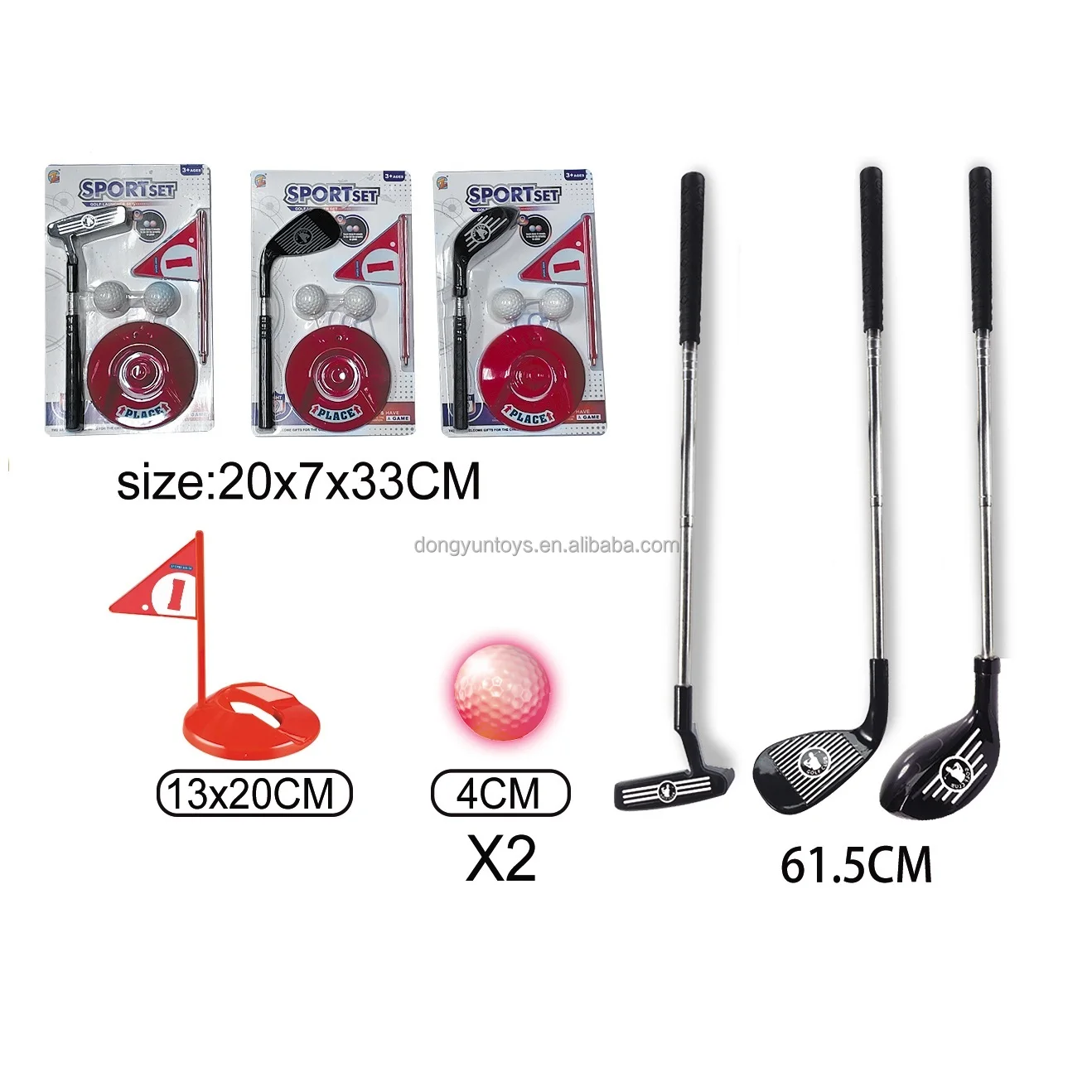Kids Glof clubs sets stainless steel Retractable Golf Club and ball set light-up golf toys indoor and Outdoor Sport Toys