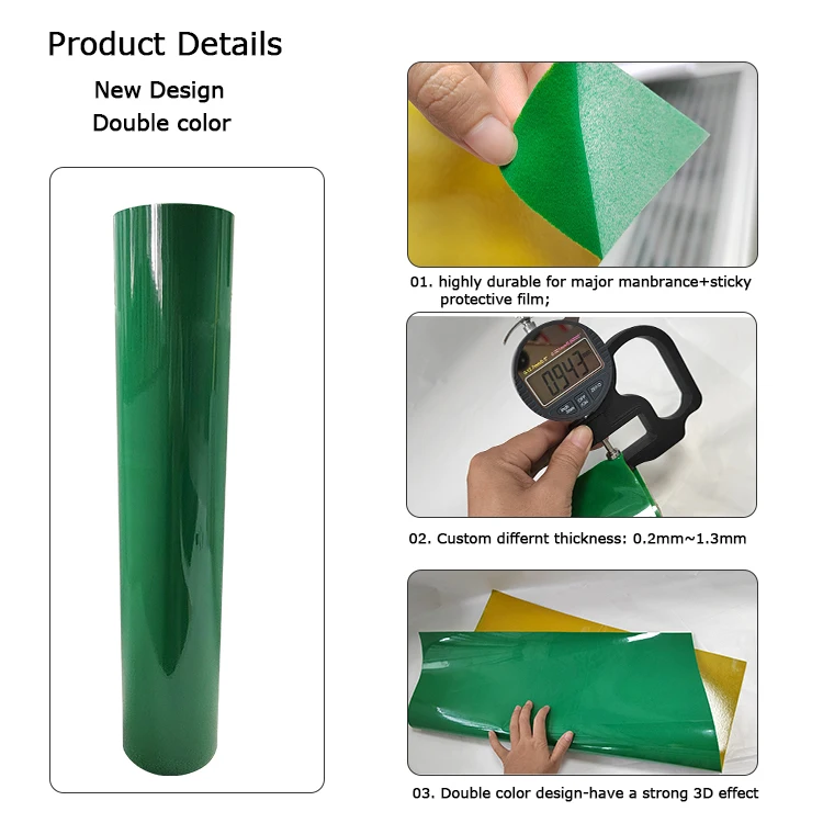 wholesale textile fabric film roll green color flocking heat transfer vinyle sheet production pla