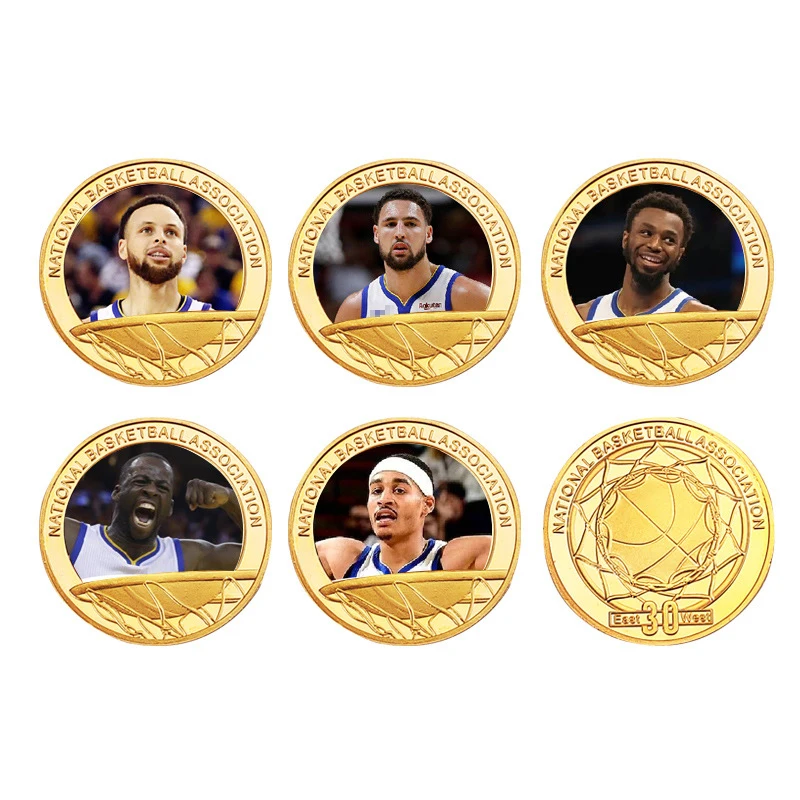 5 Pcs Gift Sport Basketball Player Star Commemorative Gold Coin Set With Case