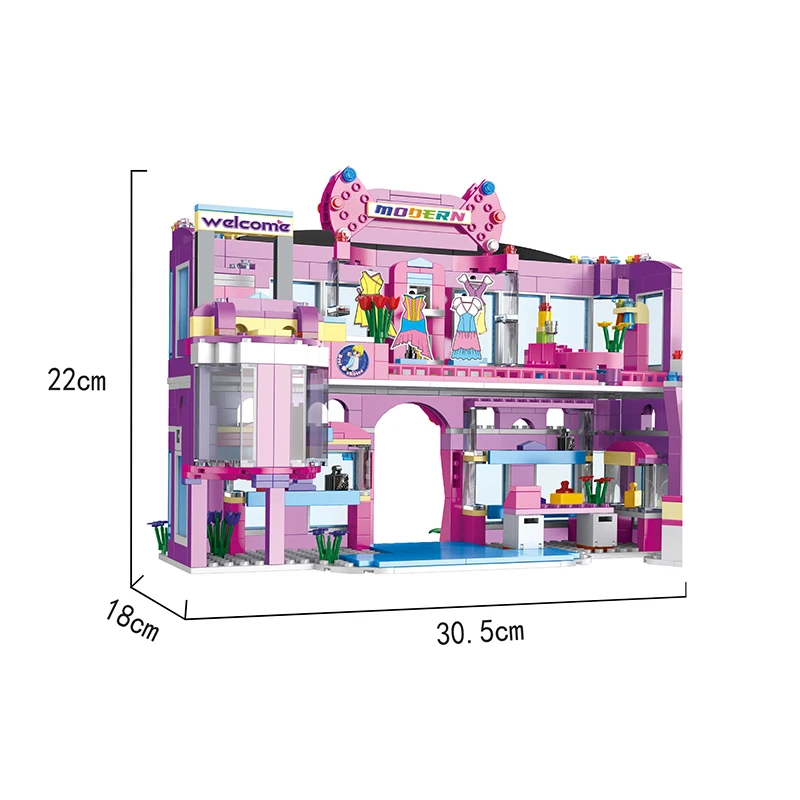 COGO 810 PCS Enlightened Fashion DIY Girls Series Shopping mall Block Toys for Kids