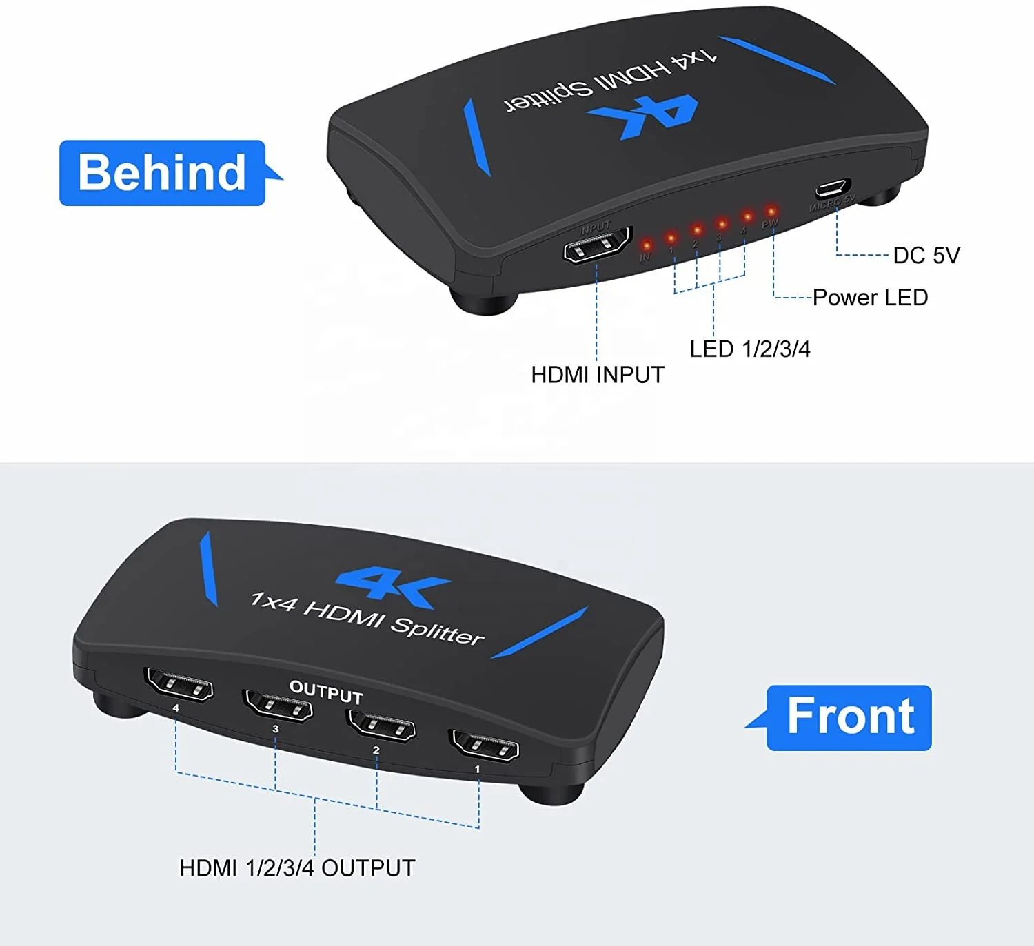 OZF4C 1x4 1 in 4 out 4k 30hz 1080p 3d hdmi splitter 1 in 4 out 4 way HDMI Splitter