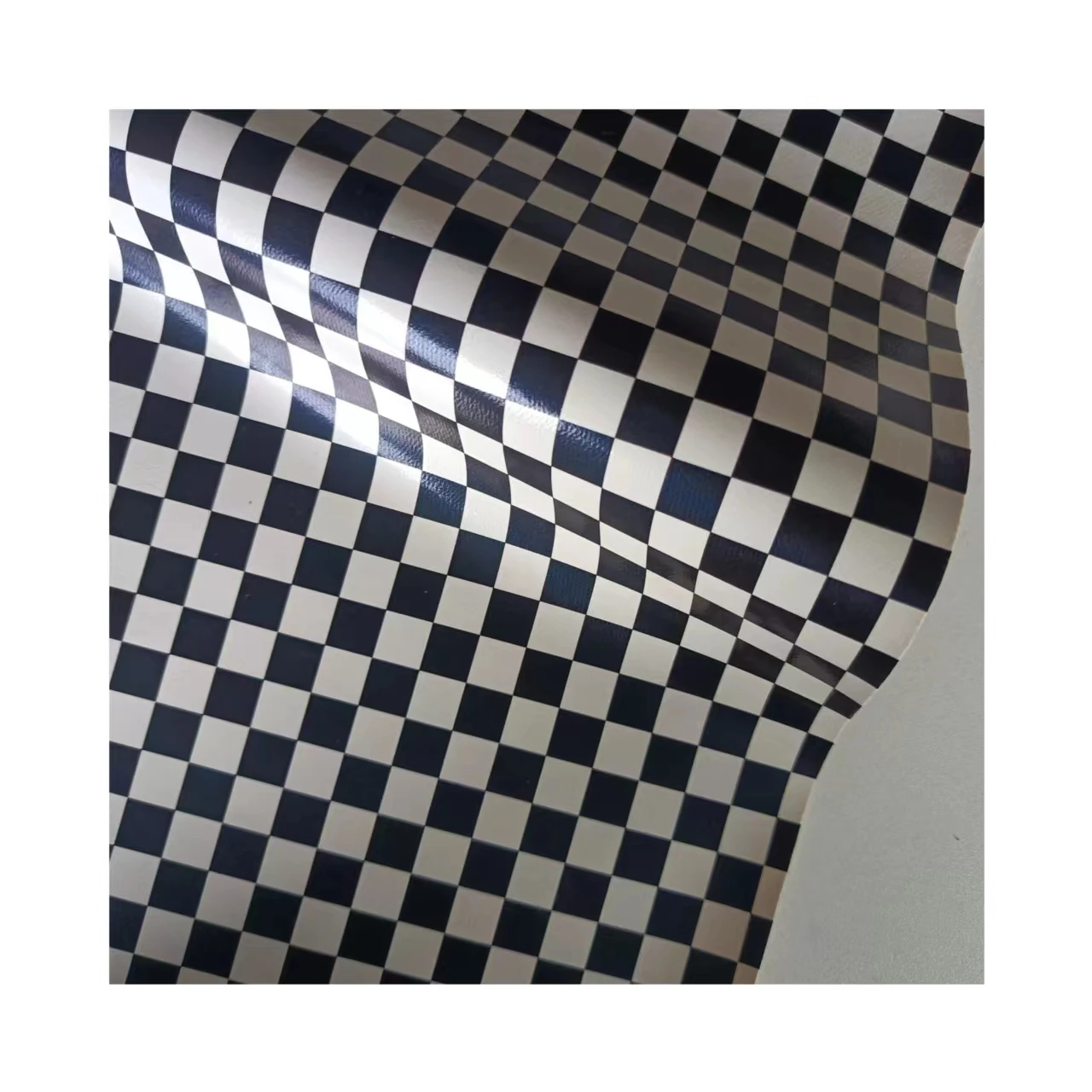 New design fashion eco-friendly plaid pattern pvc synthetic printed leather fabric for bags