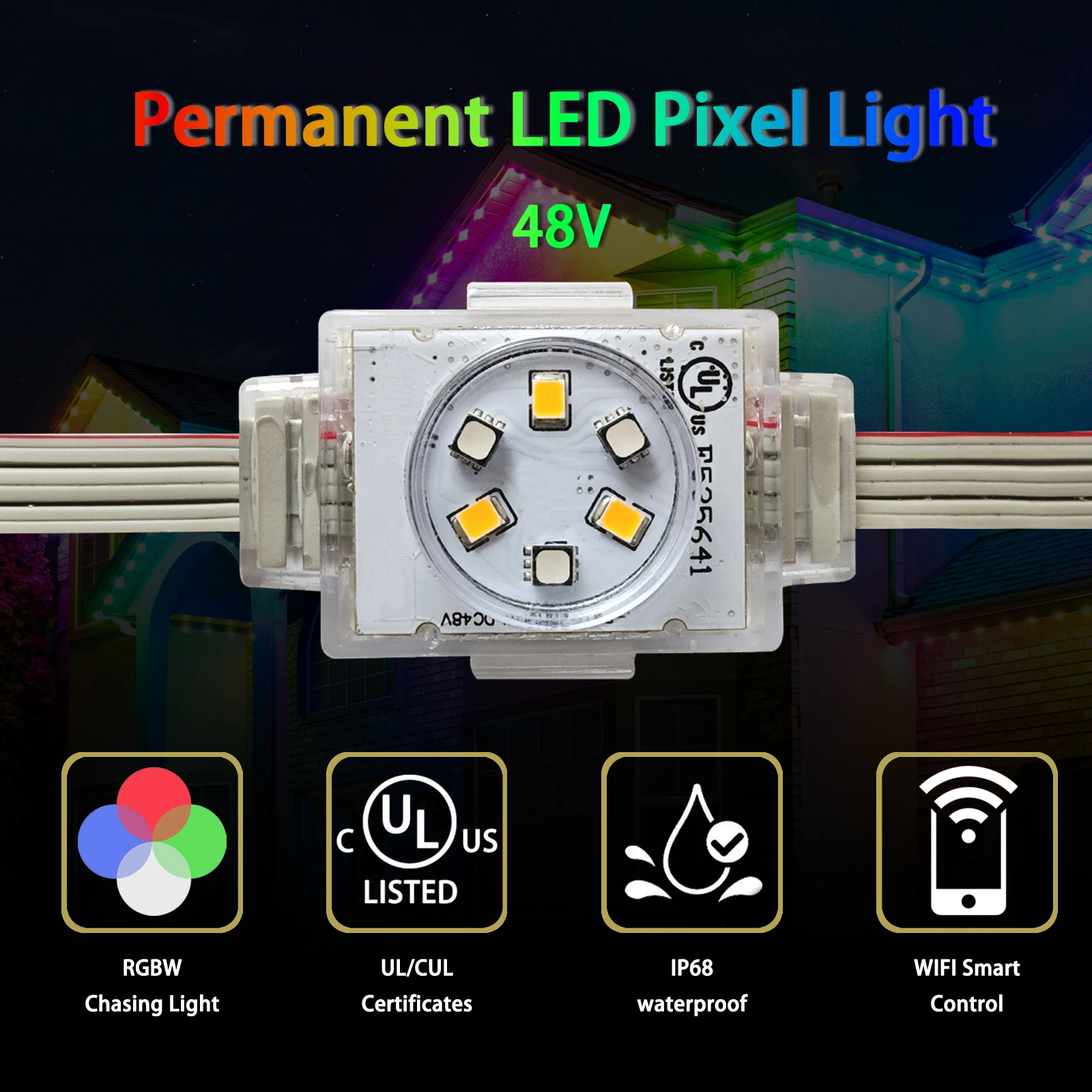 Twinklight Decorative Christmas Outdoor Smart Pixel Led Light Strip RGBW Point Light Source Permanent Eave Lights