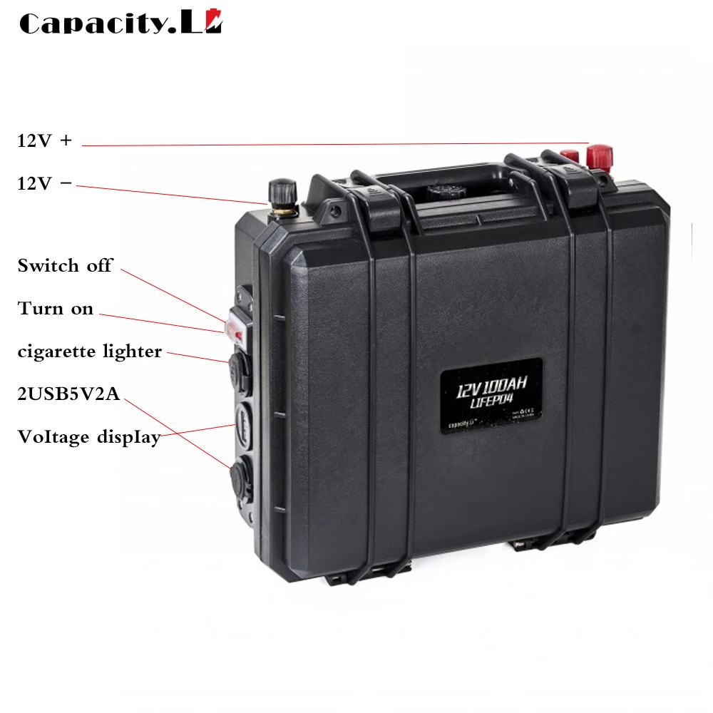 12v 100ah lifepo4 battery pack Rechargeable Batteries power battery with bms for RV Outdoor camping and Inverter Outlet for Outd