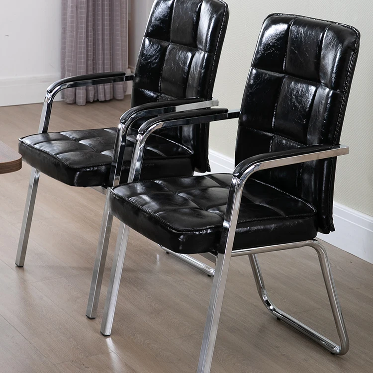 Большой высокий стул для зала ожидания с кожаной спинкой офиса и конференц-стола черный белый ПК