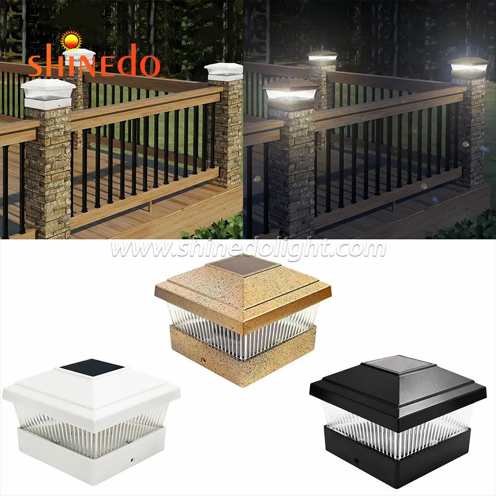 Solar Post Lamp Outdoor Waterproof Column Head Light For Garden Wall Lamp Garden Fence Landscape Lamp For Gate Garden Decoration