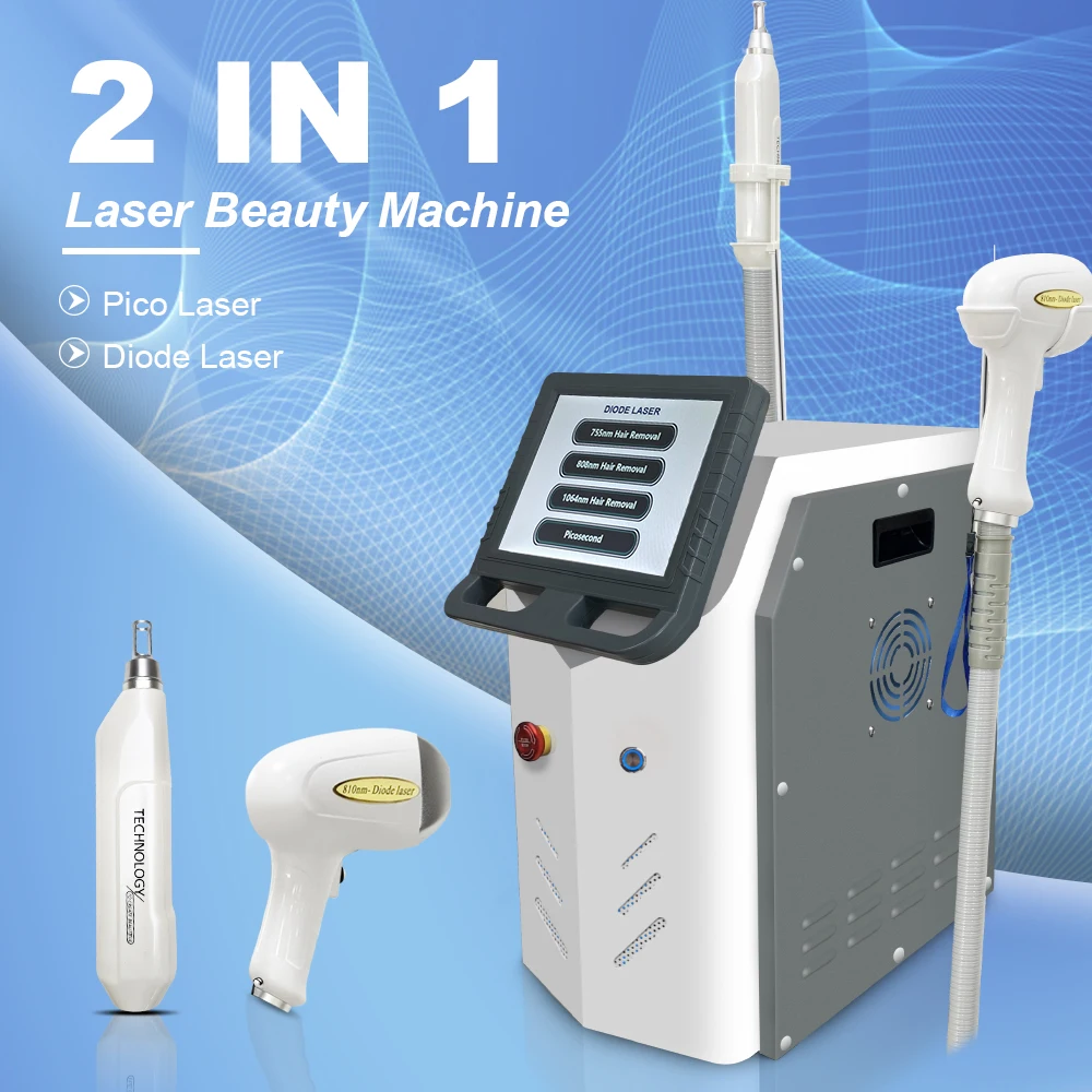 2024 Professional 2 in 1 Diode Laser 3 Wavelengths 755 808 1064Nm Permanent Diode Laser Hair Removal Machine