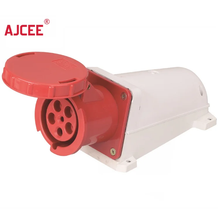 AJCEE 63A IP67 5PIN 3P+N+E 220V- 380V/240V-415V  waterproof industrial  electric ground socket with CE