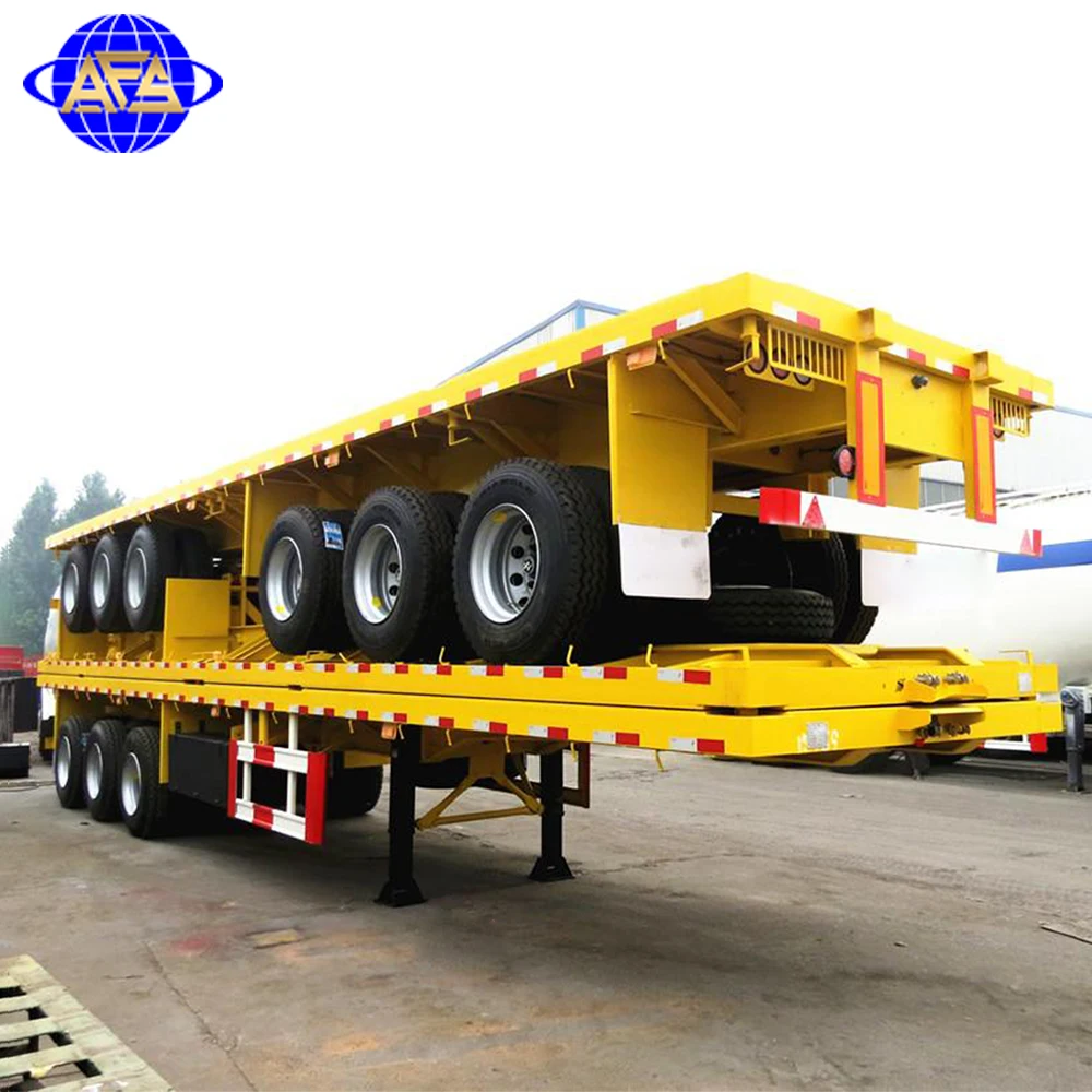 3 Axle 40ft Container Semi Trailer Chassis Car Trailers Flat Bed Container Flatbed Semi Trailer