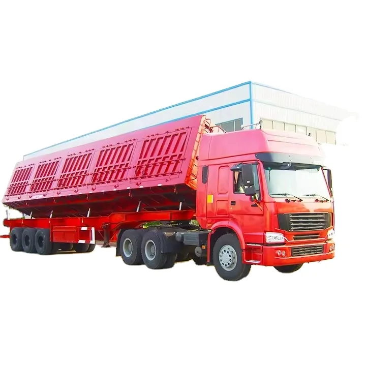 China New Sidewall 3/4 Axles Side Dump Semi Trailer