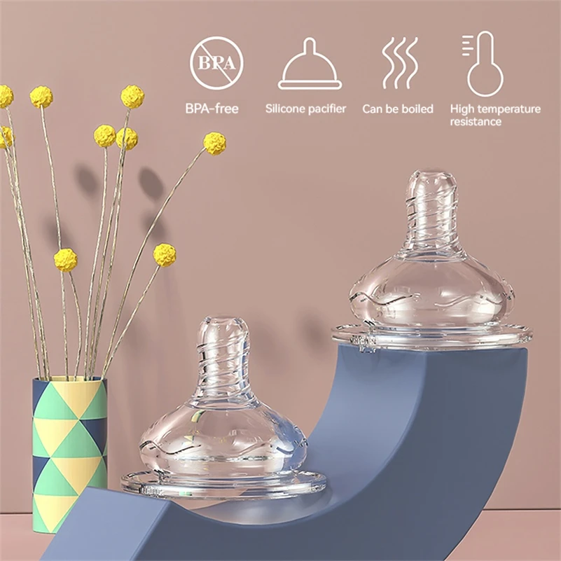 Hot Selling Food Grade Baby Nipple Wide Neck Transparent Soft Silicone Feeding Bottle Nipples 50mm Newborn Liquid BPA Free Latex