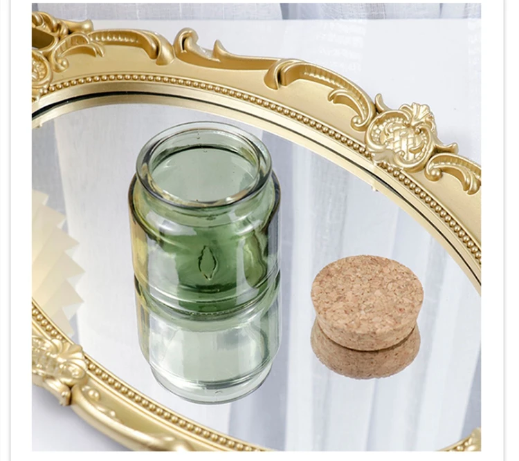 80ml Clear Amber Empty Round Small Glass Candle Jar with Cork Lid