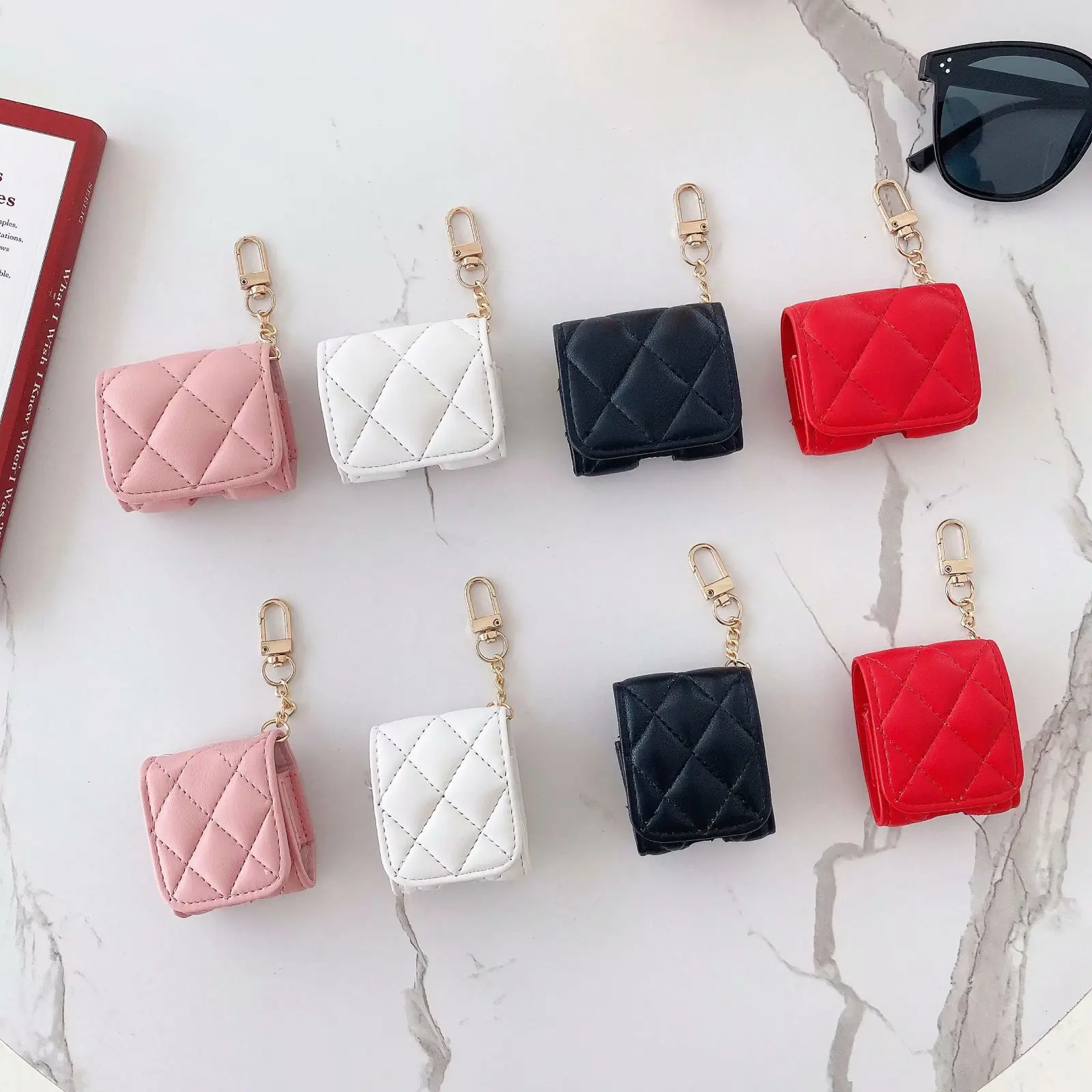 Fashion design portable shockproof earphone bag pu protector leather case for airpods pro