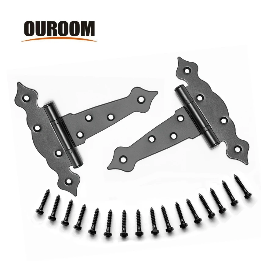 SANKINS Heavy Duty Decorative Spring Gate T Hinge Self Close T Hinge for Shed Door Garage Fence Wood Gates with Screws