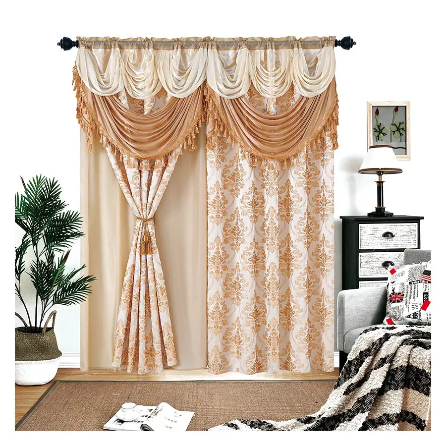 Top Quality Cortinas Decorativas Elegant Home Curtain Set For Living Room