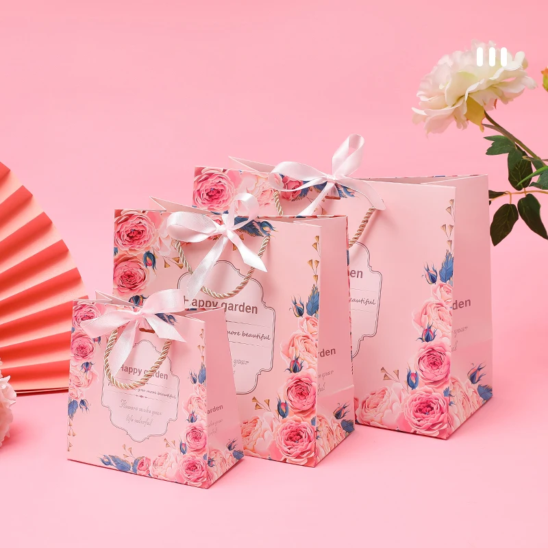 paper bag custom print logo luxury with ribbon handle for clothes packaging shopping gift bag making machine