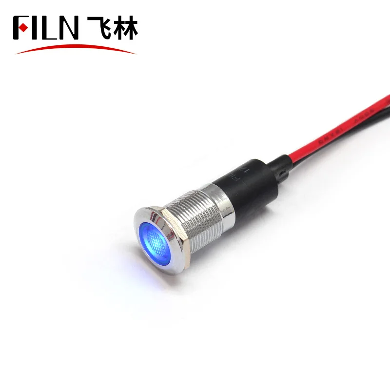 Filn 12MM 380V Red LED Waterproof Medical Equipment Metal Indicator Lights Screw Terminal With Wire Leading