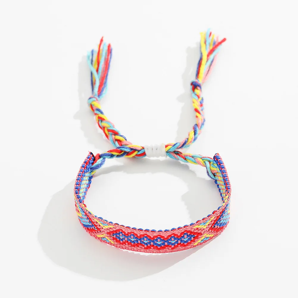 Ethnic 12 Pcs/Set Colorful Cotton Braided Rope Weave Bracelets Manual Wristband Jewelry Adjustable Shell Friendship Bracelets