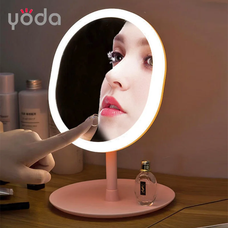 usb rechargeable smart portable compact vanity lighting cosmetic make up mirror with led