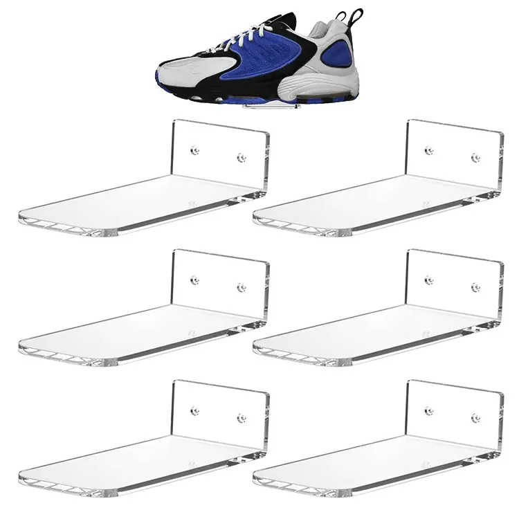 Environmentally Home Clear Wall L Shape Plastic Shoe Racks and Clothes Stands Practical Display Racks