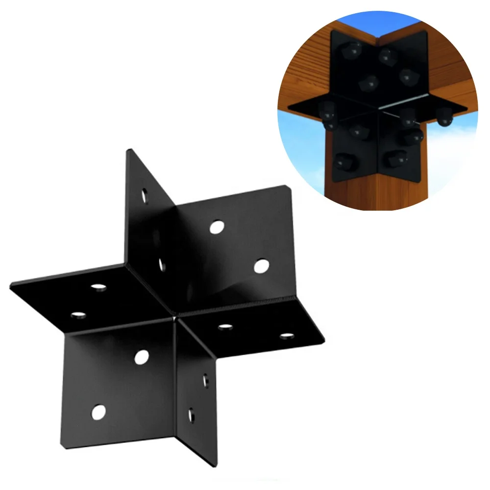 Metal Pergola Brackets Decorative Black Three Way Corner Bracket Wood Beams Connector Pergola Bracket