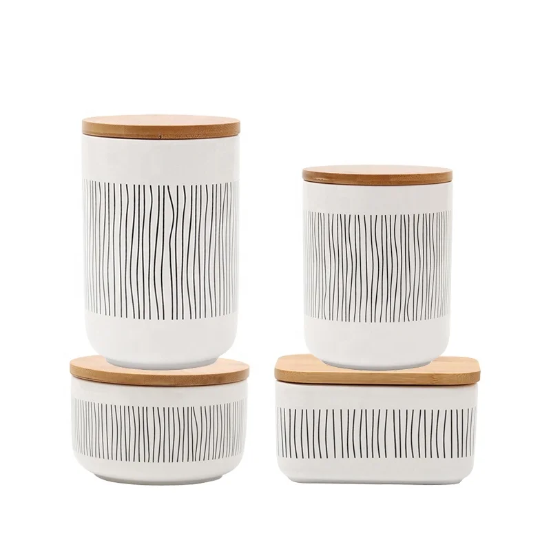 Керамическая/Фарфоровая банка для хранения пищи, кофейник с герметичной бамбуковой крышкой