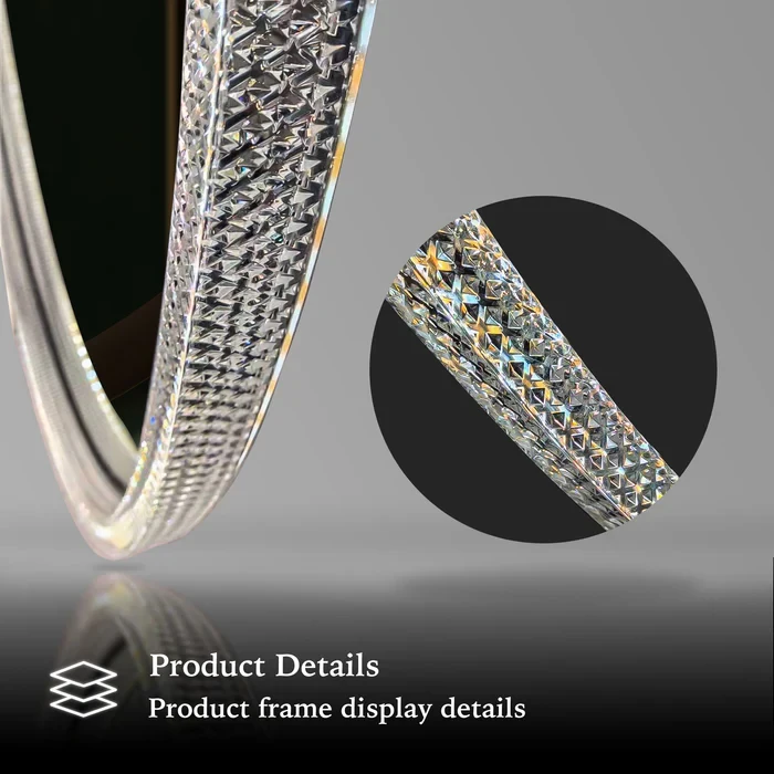 Round Automatic Anti Fog Aluminium Framed Crystal Acrylic Diffuser LED Mirror