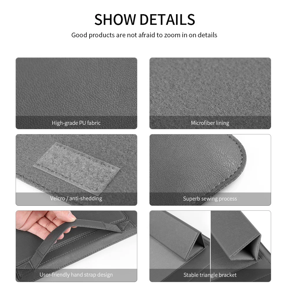 Multifunctional Magnetic Folded PU Leather Sleeve Stand Cover Portable Tablet Case Bag Compatible for 11 12 13 14 15