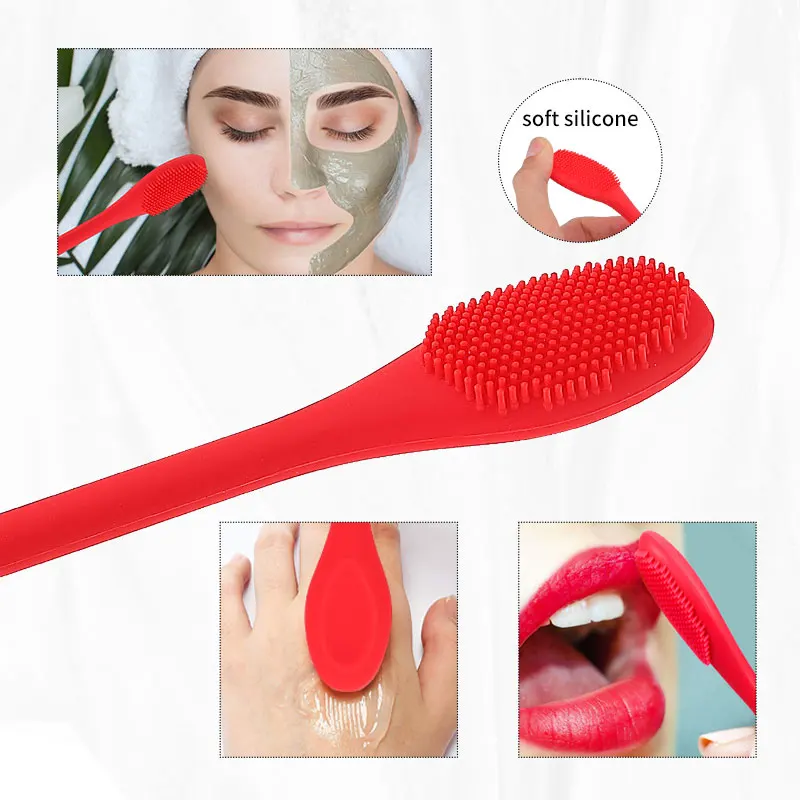 2 In 1 Double Sided Soft Flexible Silicone Face Mask Brush Facial Cleaning Cosmetic Tools Exfoliating Scrub Lip Brushes