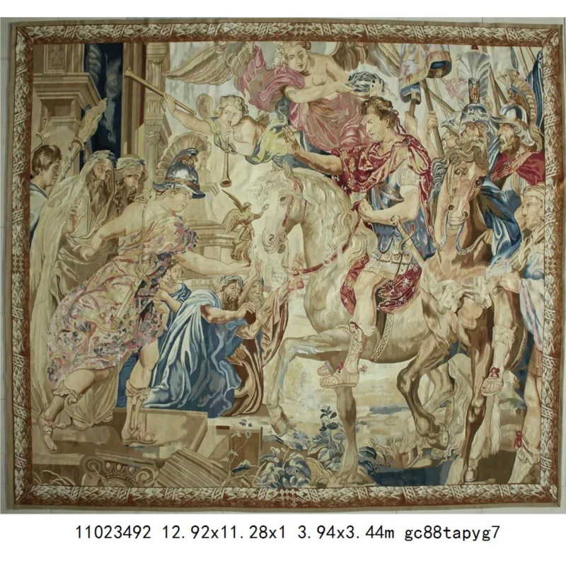 Brand new Large Rare Antique French Aubusson Style Wall Tapestry 126 x 89 cm with CE certificate