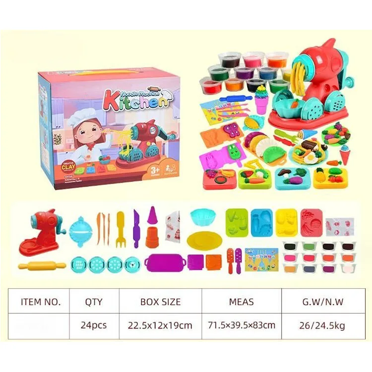 Kids Popular polymer clay set Noodle Machine Ice Cream DIY Simulation Play House Toy Set Plasticine Mold Tool Colored Clay Toys