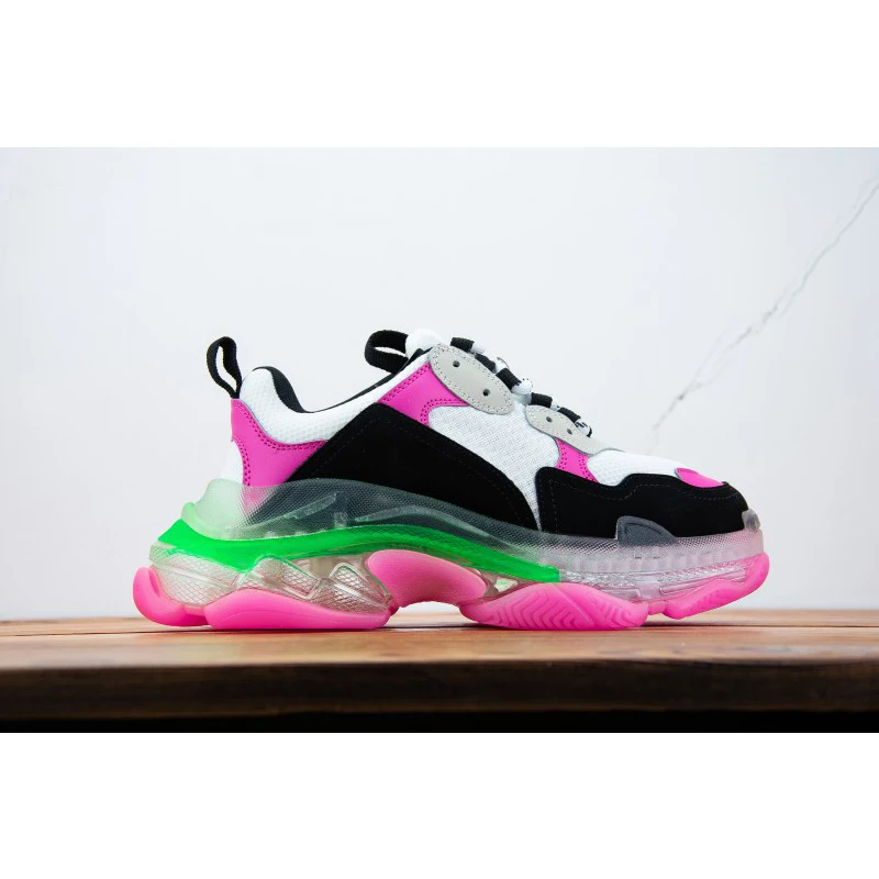 Women Casual Dad Shoes neon Designer Sneakers Triple s Crystal clear clean sole Bottom Paris Platform Luxury Chaussures 36-40