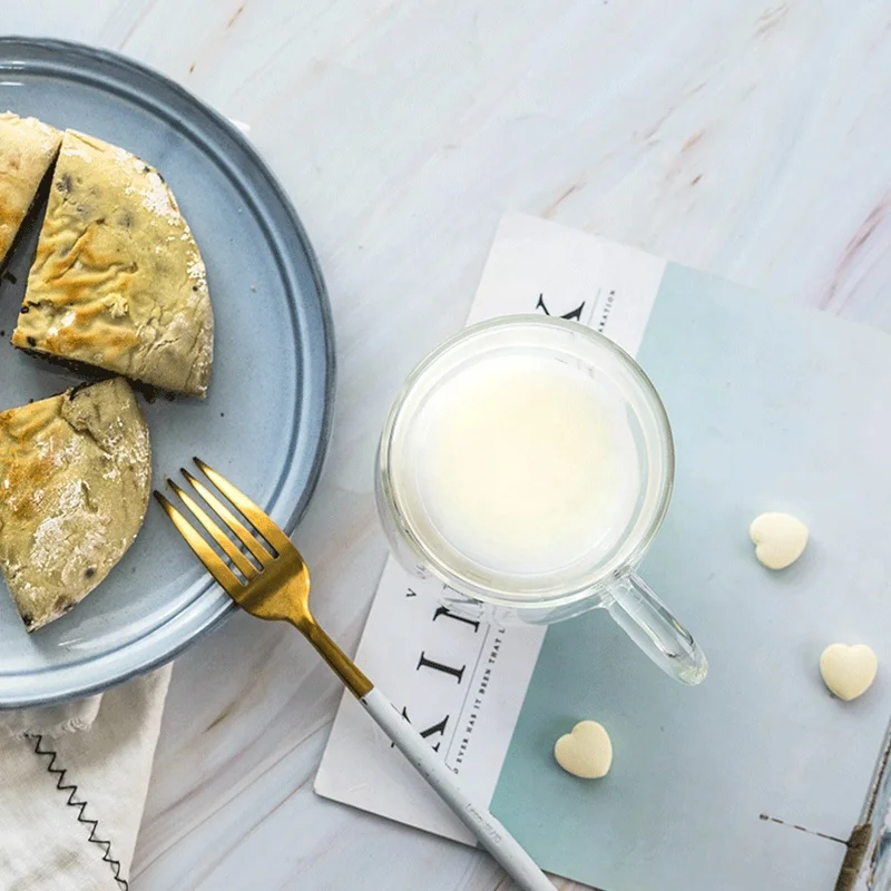 Cute cups heat resistant double wall glass creative mug milk bottle dairy cow milk glass cups coffee mug 250ml