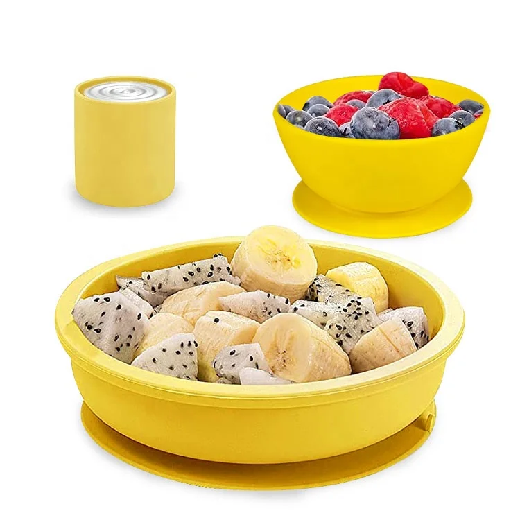 Ready to ship 3 Piece BPA free Food Grade Training Tableware High Suction Kids Toddlers Eating Silicone Baby Feeding Set