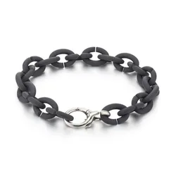 X Jewelry 925 sterling silver black rubber ring bracelet DIY basic bracelet for men and women