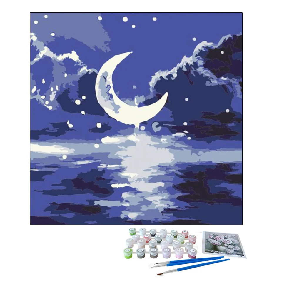 Custom diy oil painting by numbers 30x30cm easy drewing vintage travel posters landscape summer series