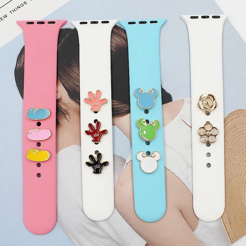 DIY Decorative Ring Loops for Active 2 Fitibit Sense Versa 3 iWatch 7 6 Fit Watch Band Charms 20mm Strap Sparkling Ornament