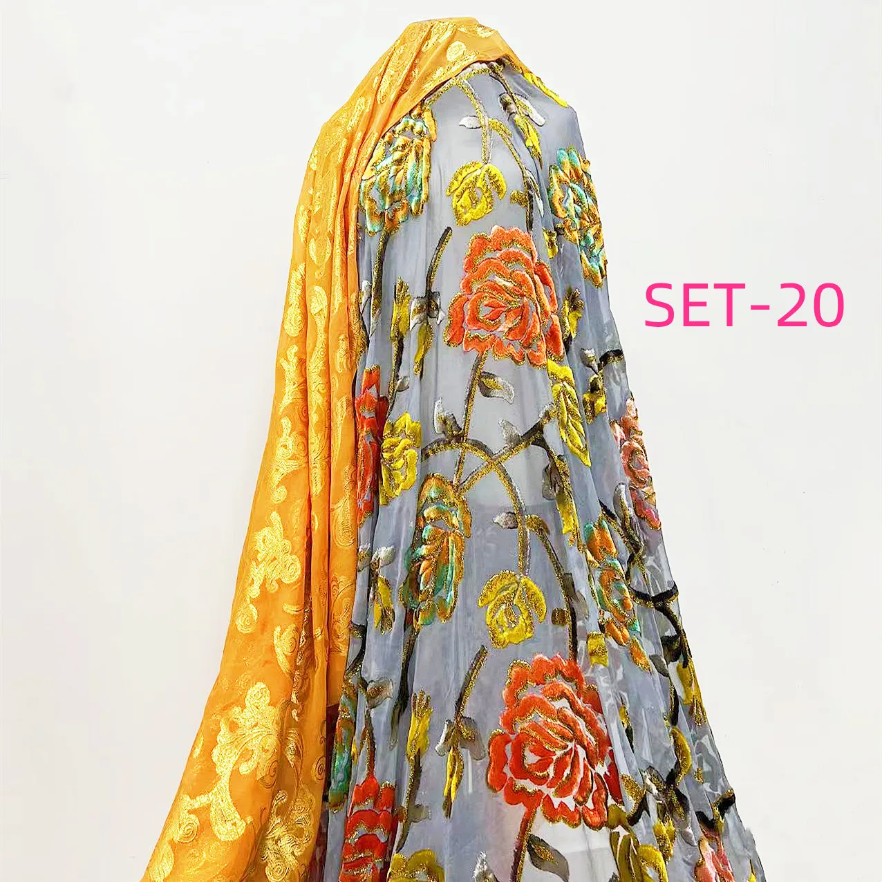 Набор из 20 эксклюзивных шелковых бархатных наборов Dirac и высококачественных наборов Garbasa, готовая к отправке качественная шелковая люрексная ткань цвета металлик