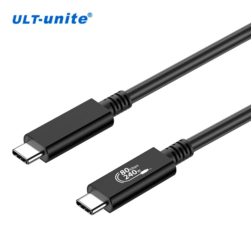 ULT-unite New Design 80Gbps 240W USB4 Cable Compatible with Thunderbolt 5 USB-IF Certified USB C to C Cable 0.3m 0.5m 0.8m