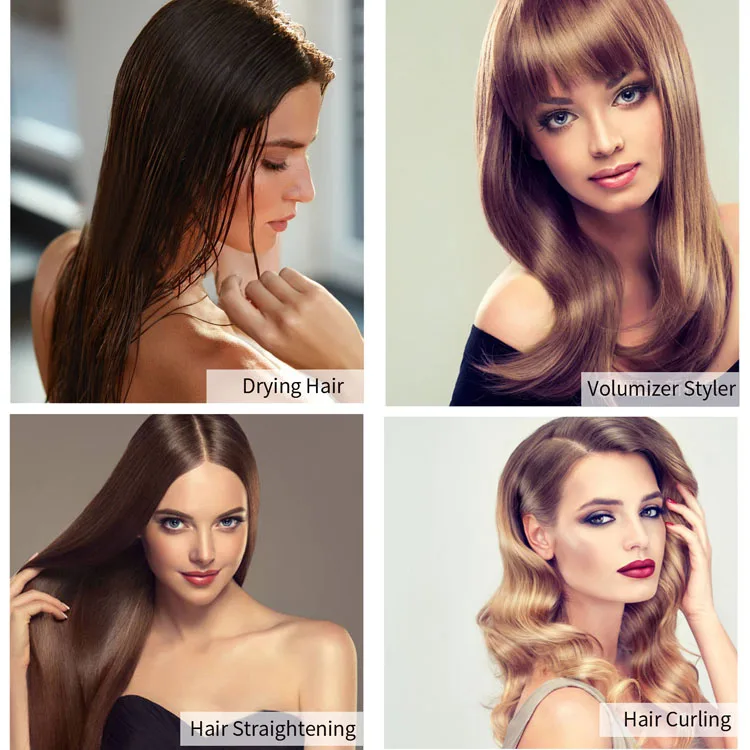 Newest Far Infrared Hair Styling Beauty Tools 3 In 1 One Step Hot Air Brush Hair Dryer Straightener Curler